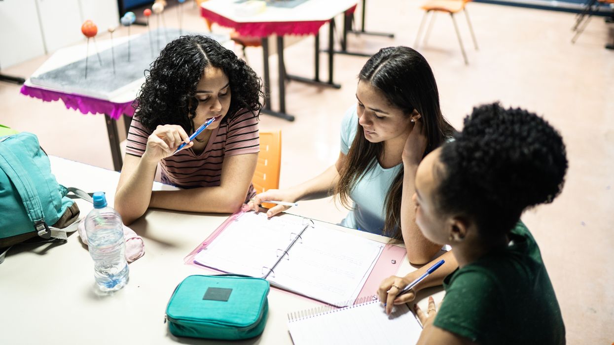 Students working in a classroom