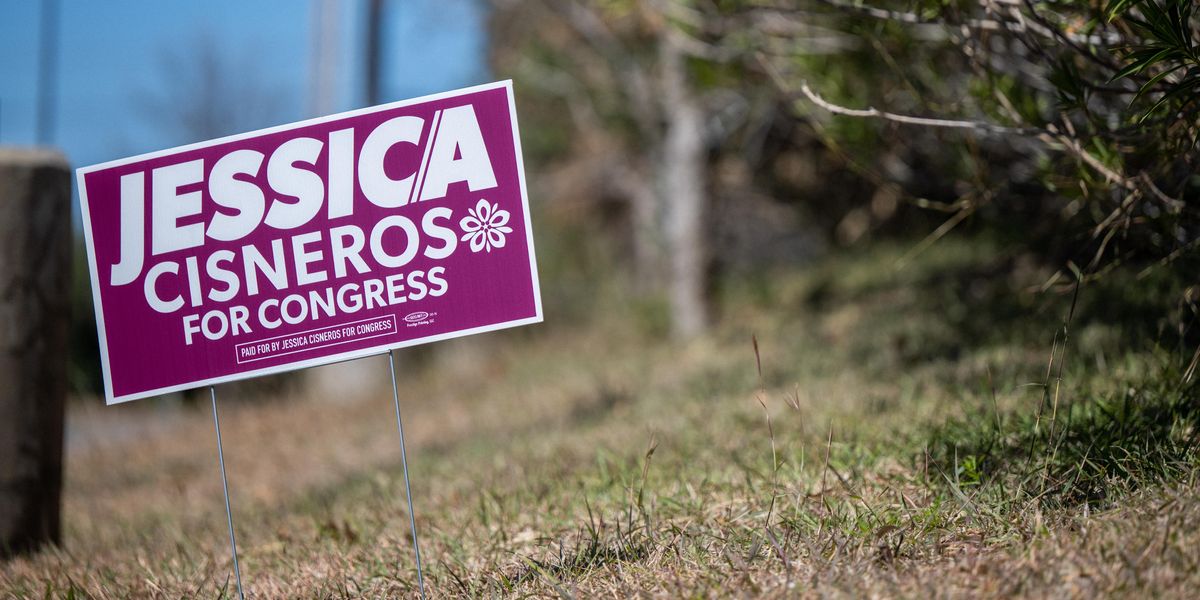 Texas primary, Jessica Cisneros yard sign
