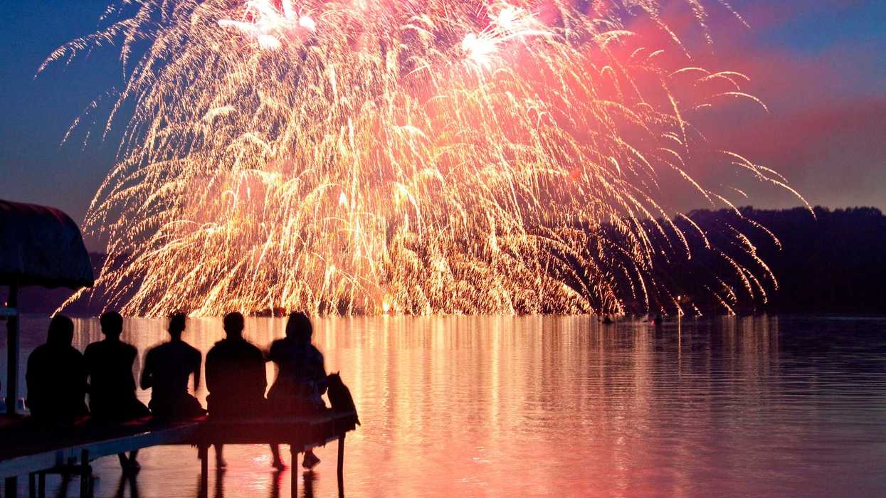 The Annual 4th of July Fireworks show at North lake, Michigan.