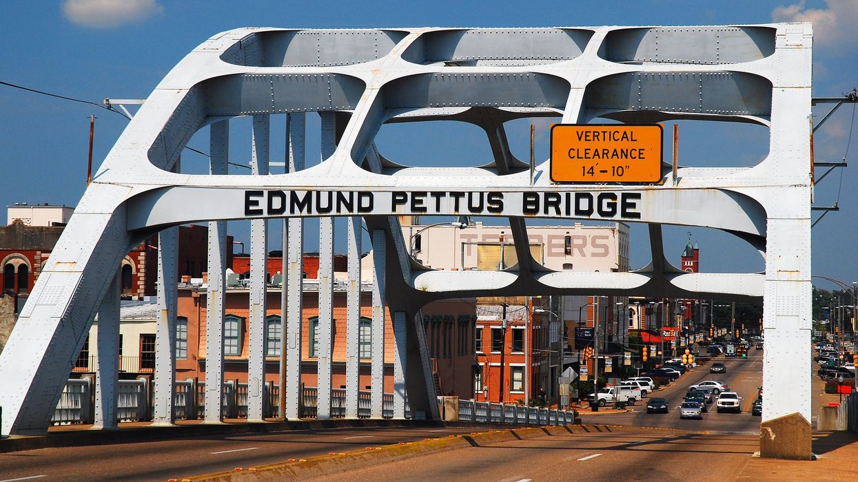 The Edmund Pettus Bridge, in Selma, Alabama, was the scene of violent clashes as Martin Luther King led a march from Selma to Montgomery.