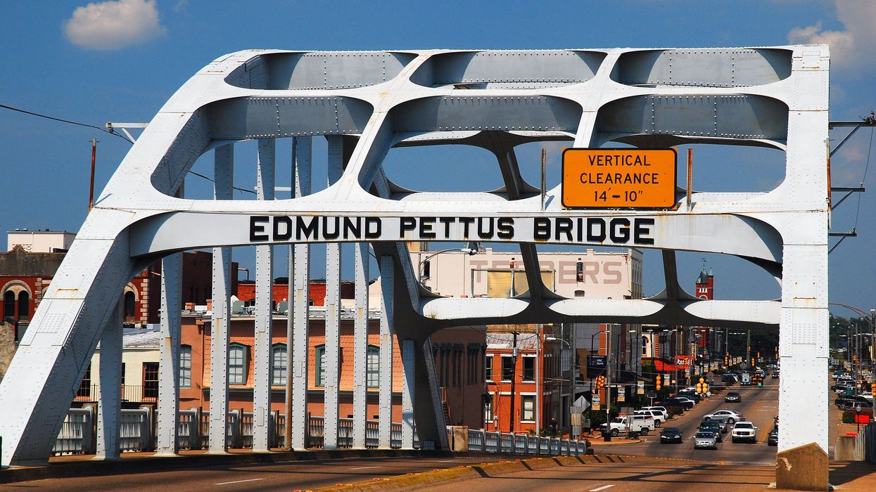 The Edmund Pettus Bridge, in Selma, Alabama, was the scene of violent clashes as Martin Luther King led a march from Selma to Montgomery.