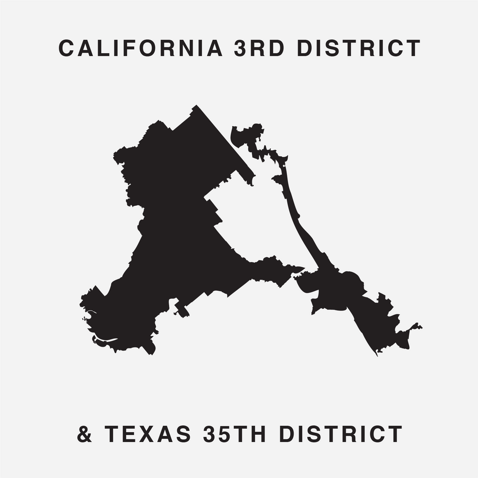 The letter A Ugly Gerry gerrymandering font