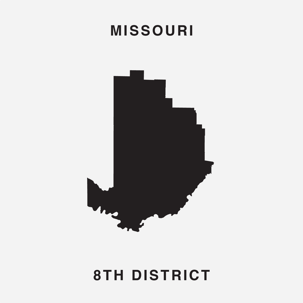 The letter D Ugly Gerry gerrymandering font