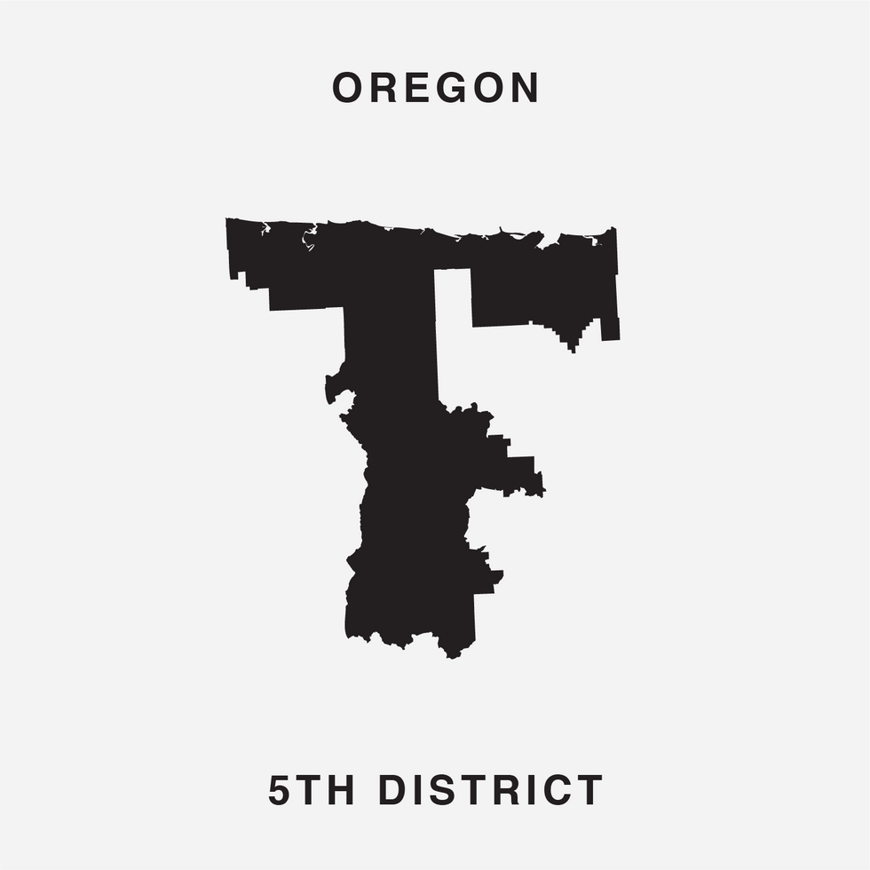 The letter F Ugly Gerry gerrymandering font