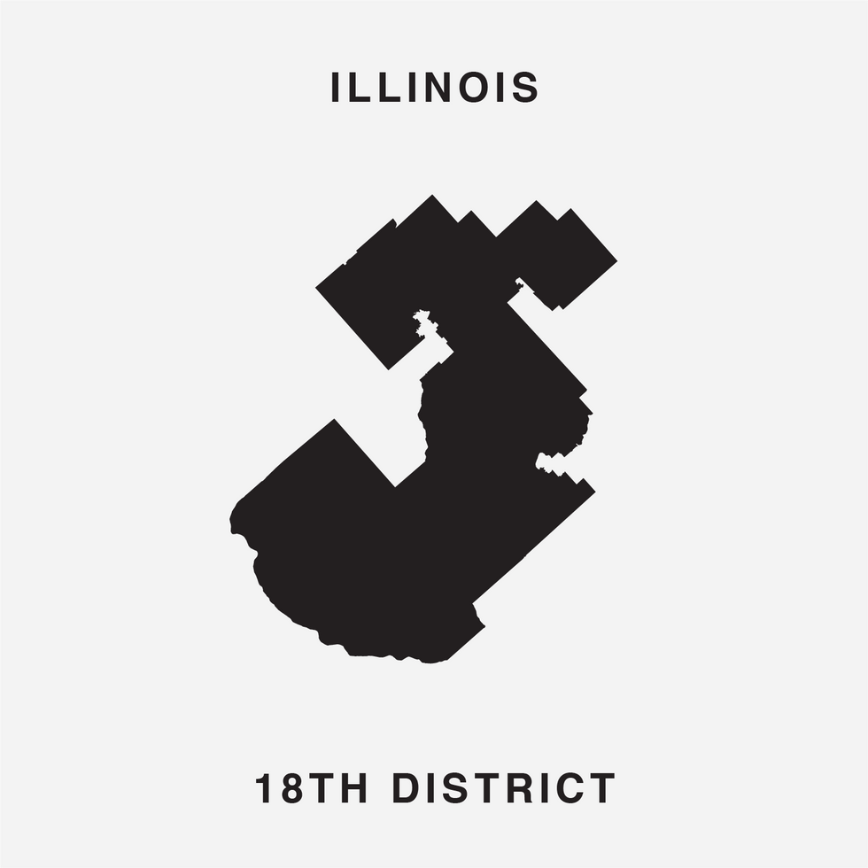 The letter J Ugly Gerry gerrymandering font