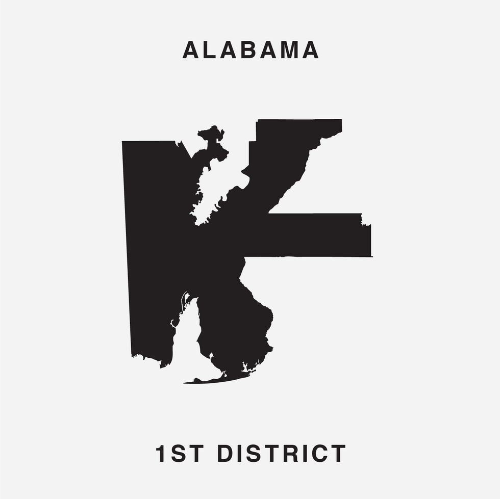 The letter K Ugly Gerry gerrymandering font