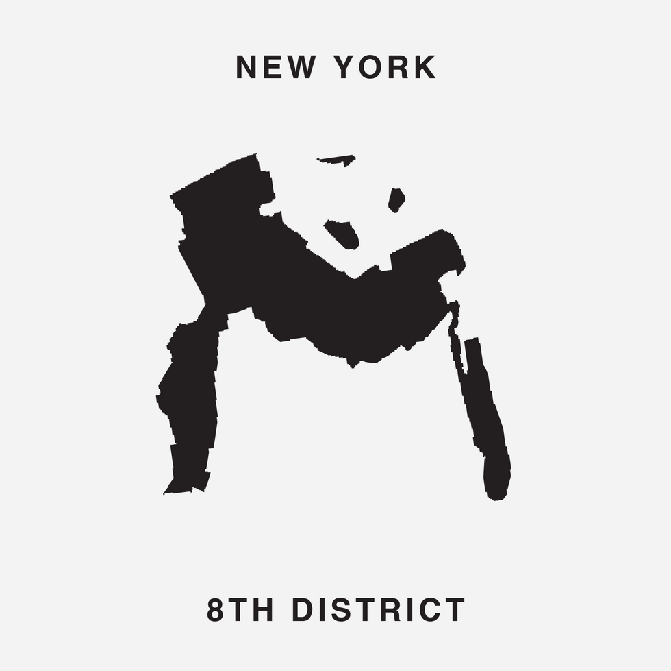 The letter M Ugly Gerry gerrymandering font