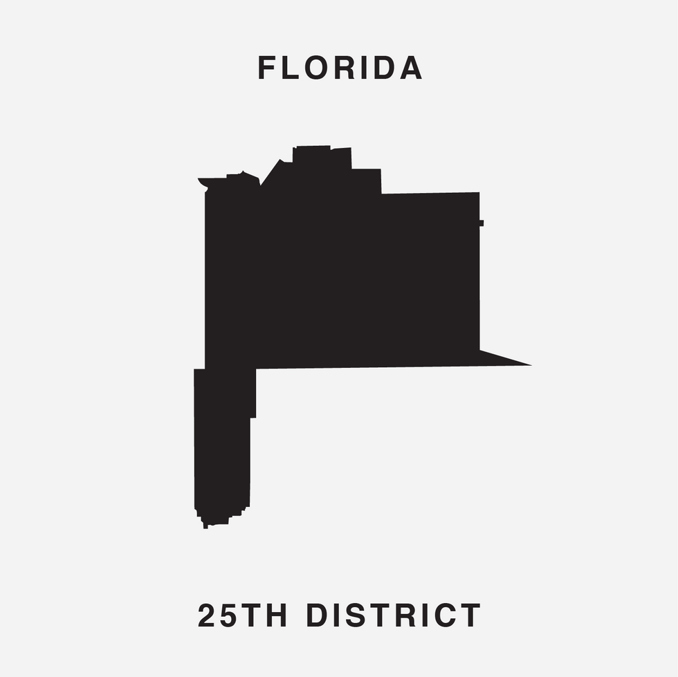 The letter P Ugly Gerry gerrymandering font
