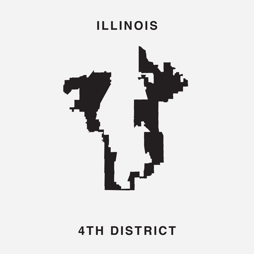 The letter U Ugly Gerry gerrymandering font