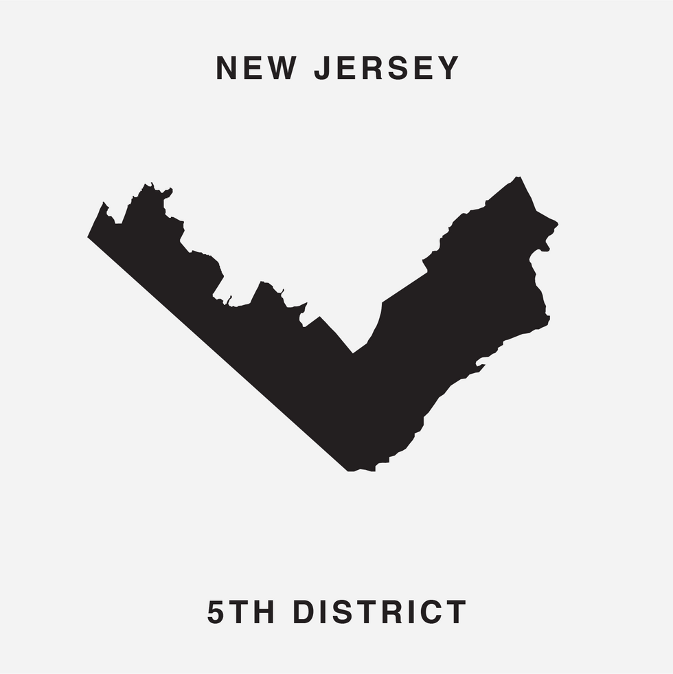 The letter V Ugly Gerry gerrymandering font