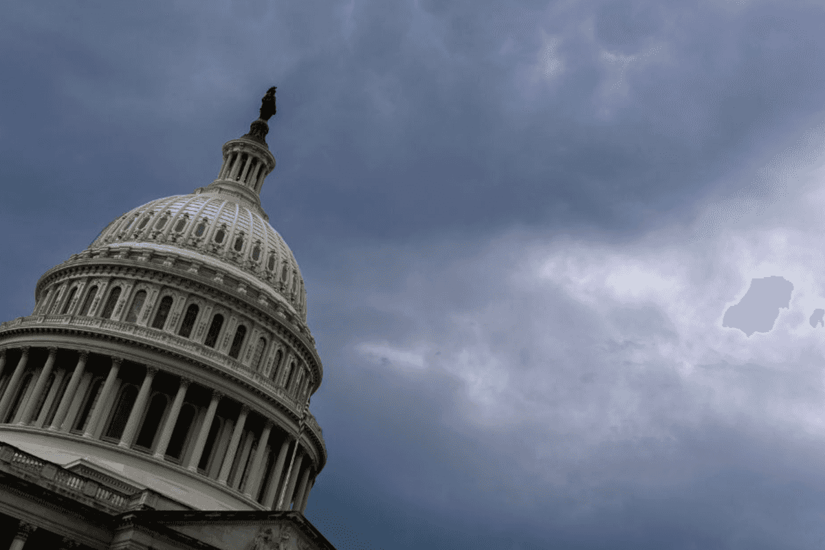 The sky clears behind the U.S. Capitol after rainy weather