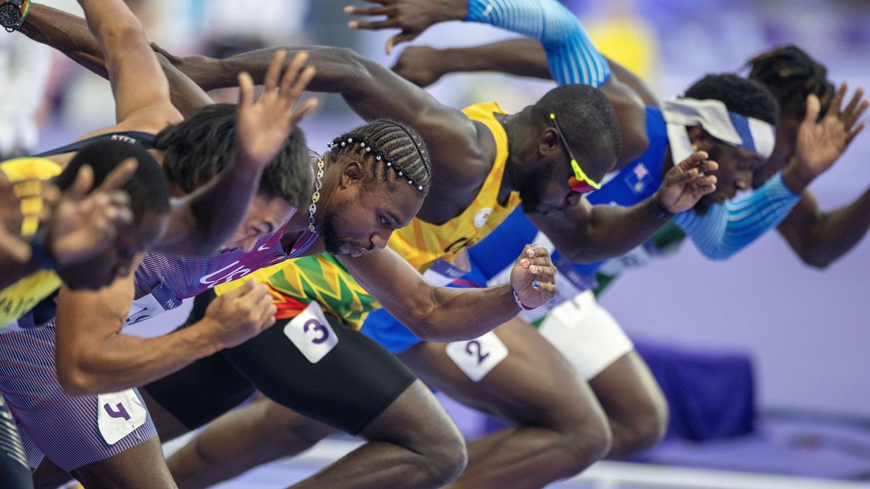 The start of the 2024 men's 100 meter dash