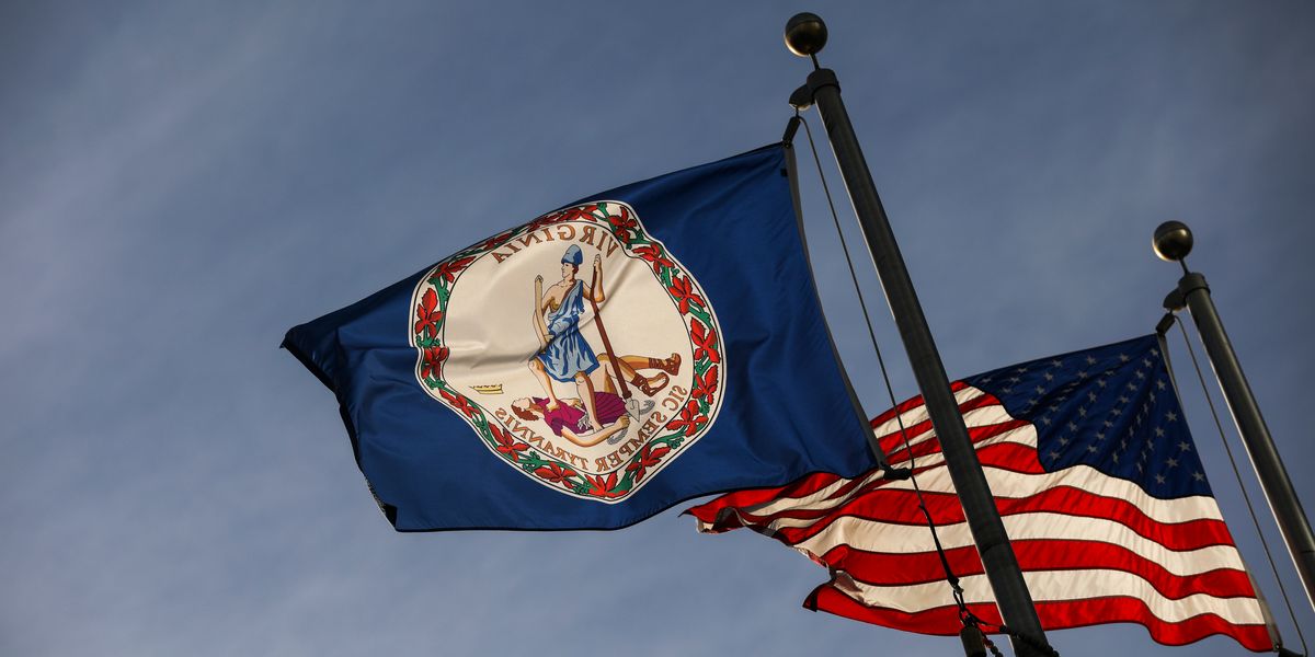 The Virginia state flag and the American flag