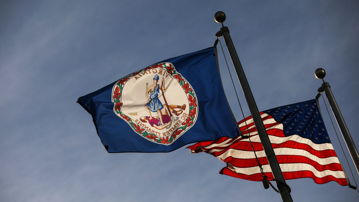 The Virginia state flag and the American flag