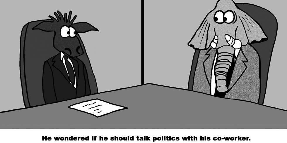 Two animal figures in an office table
