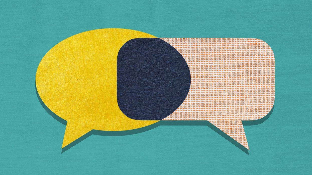 Two speech bubbles overlapping.