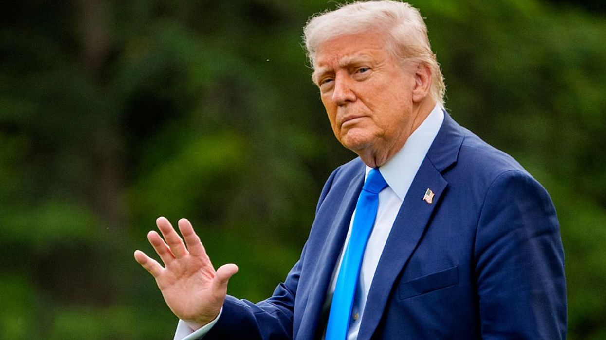 U.S. President Donald Trump walks towards Marine One on the South Lawn on May 1, 2025 in Washington, DC.