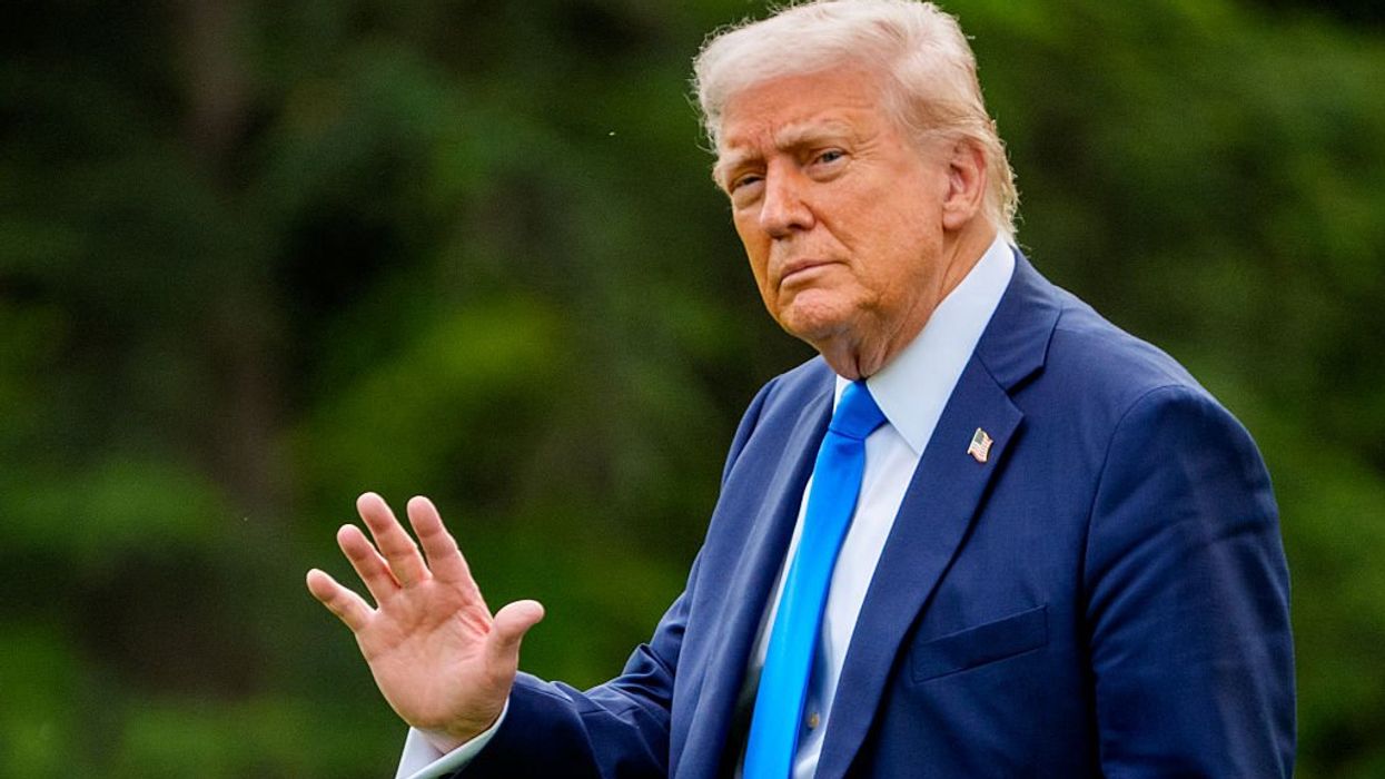 U.S. President Donald Trump walks towards Marine One on the South Lawn on May 1, 2025 in Washington, DC.