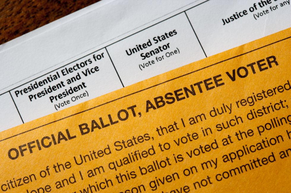 US official ballot for absentee voter