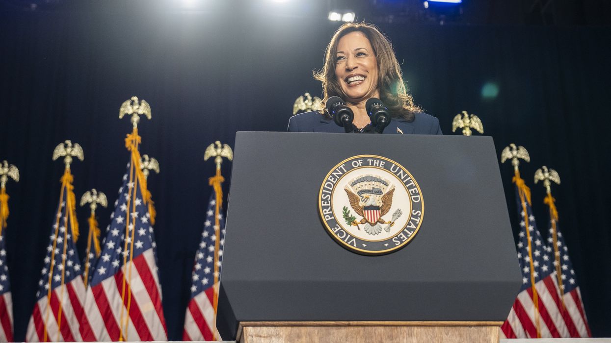 Vice President Harris at a podium