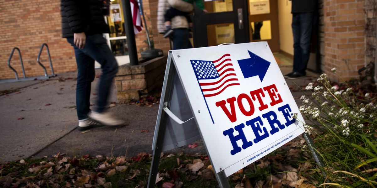 "Vote Here" sign