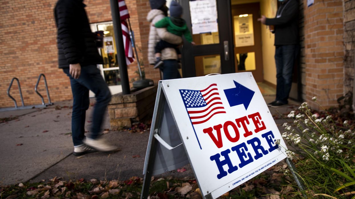 "Vote Here" sign