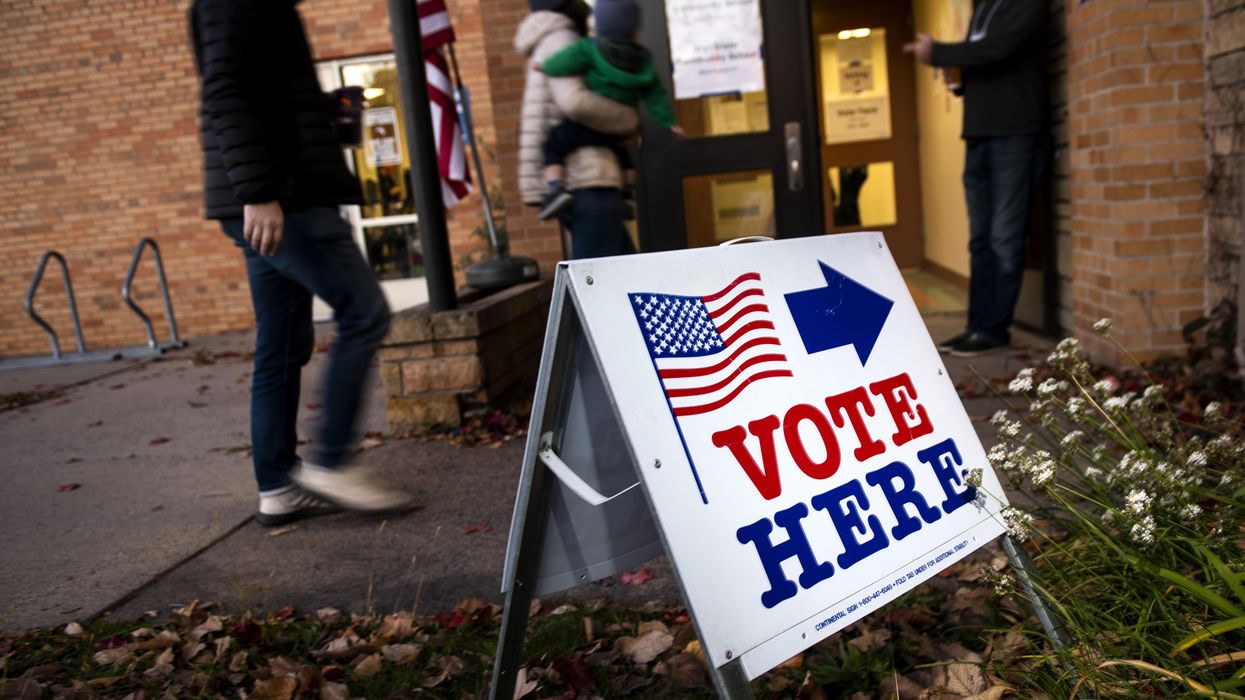 "Vote Here" sign
