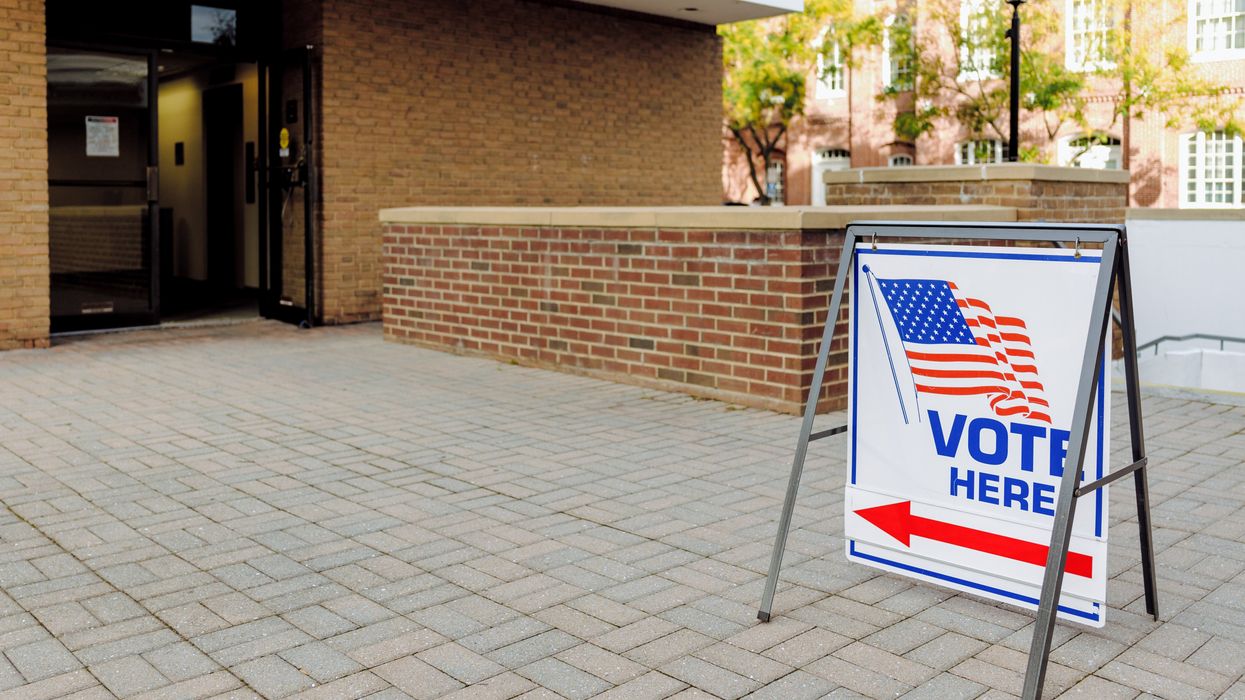 "Vote Here" sign