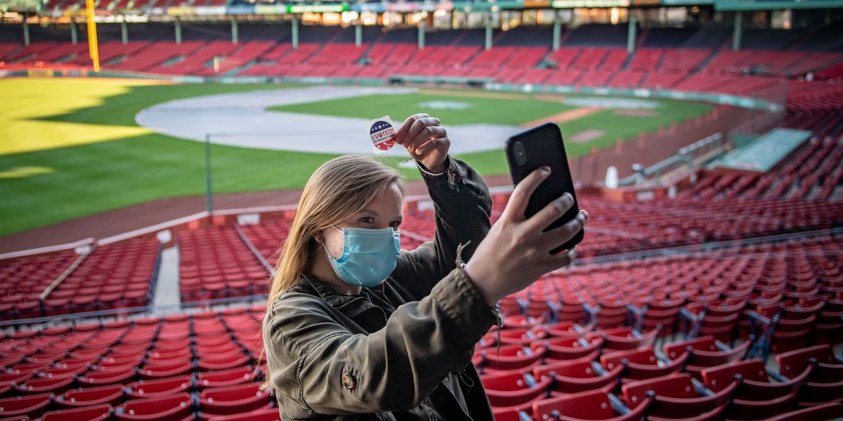 Voter at Fenway Park