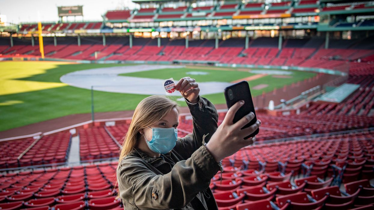 Voter at Fenway Park
