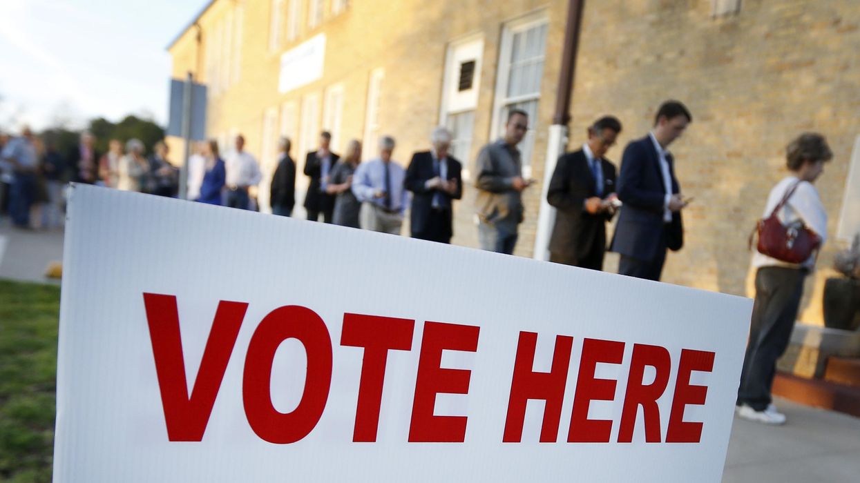 Voters in line for a primary election