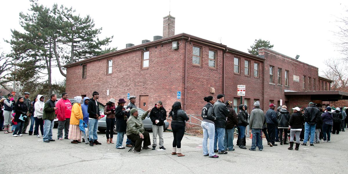 Voters in line