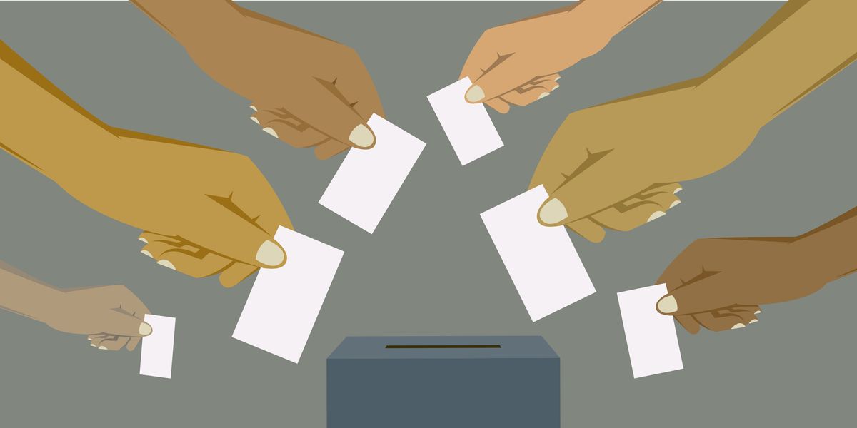 Voting at a ballot box