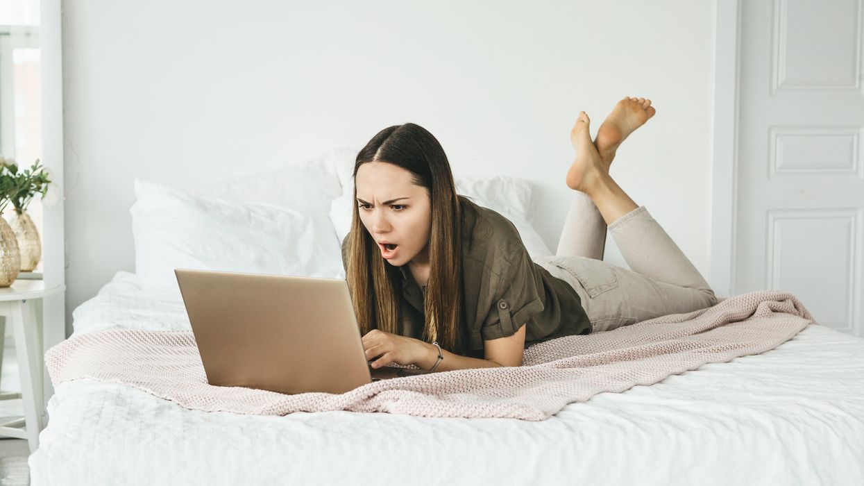 Woman looking at a computer