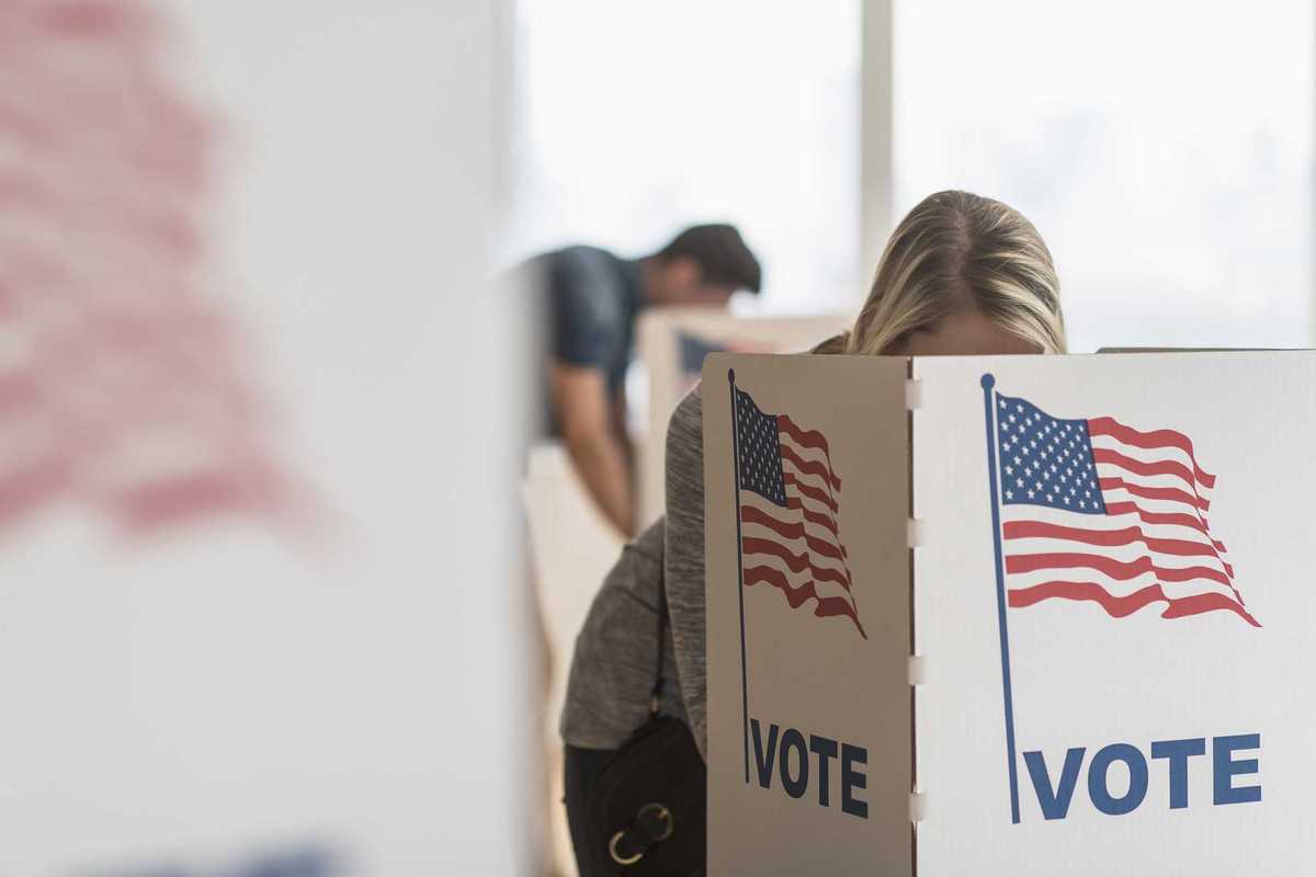 Woman voting on election day