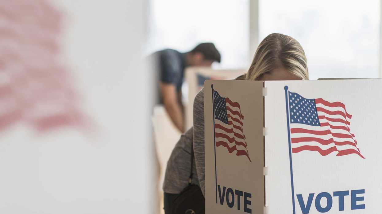 Woman voting on election day