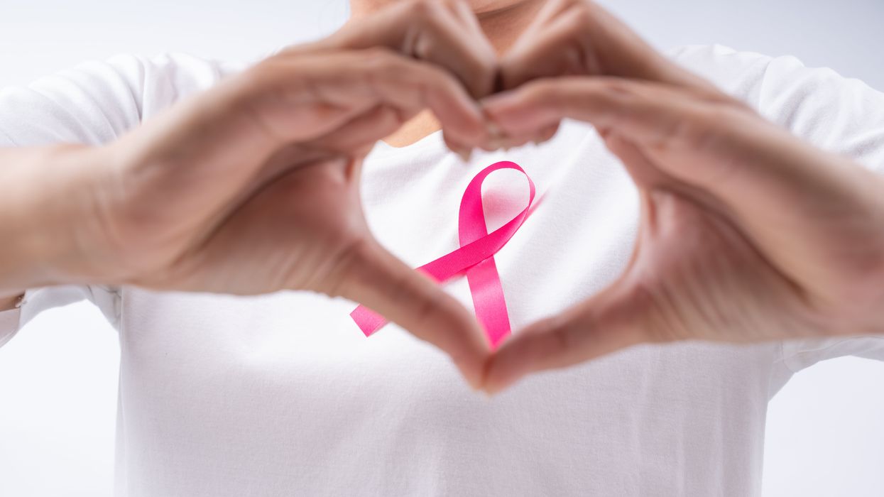 Woman with pink ribbon