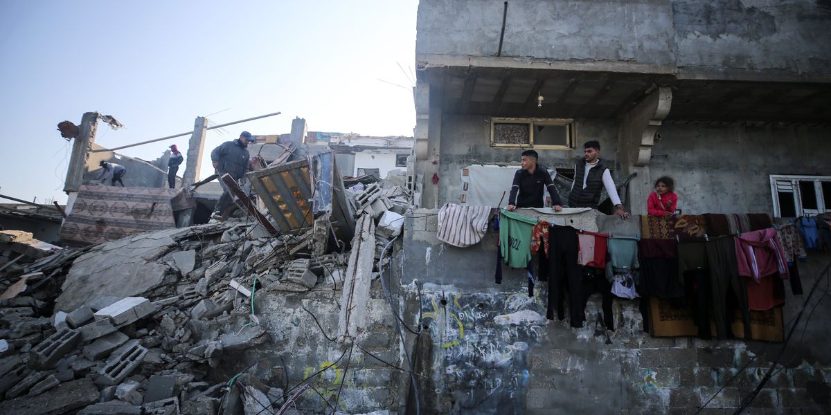 Wreckage from an Israeli bombardment in the Gaza Strip.