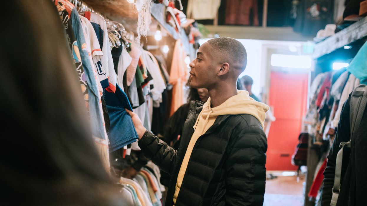 Young adults shopping for clothes