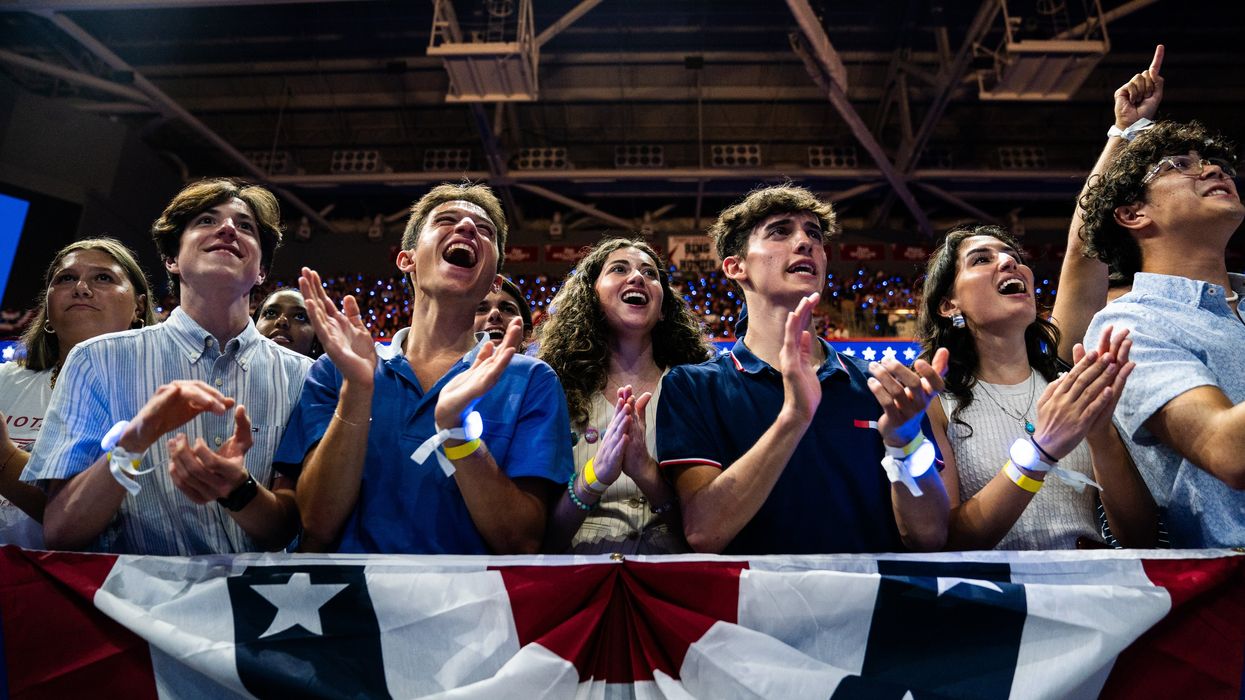 Young people cheering